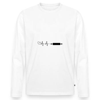 Kitchen roll rolling pin - Men's Premium Organic Long Sleeve Shirt - white - Front - Nico (187cm)