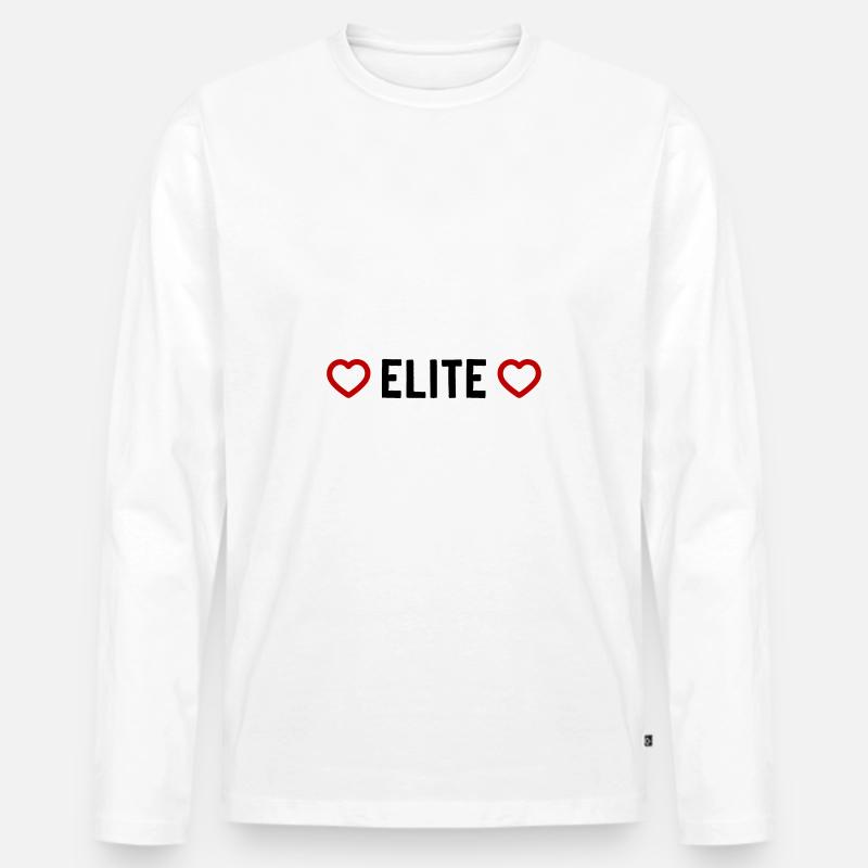 Elite Herz - Männer Premium Bio Langarmshirt - Weiß