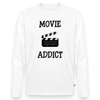 Movie Addict - Männer Premium Bio Langarmshirt - Weiß - Vorne - Nico (187cm)
