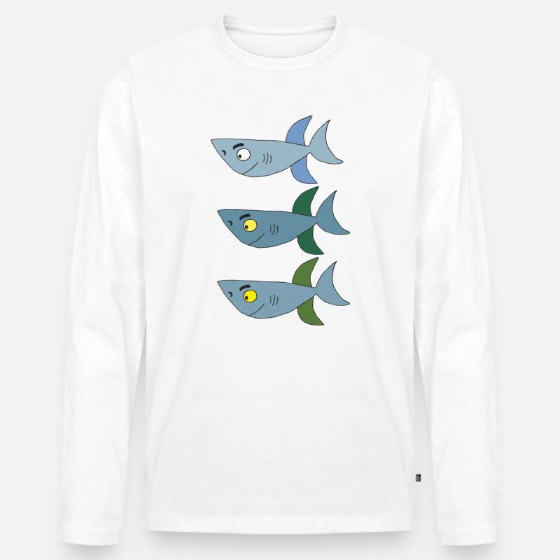 haifisch 3 brüder - Männer Premium Bio Langarmshirt - Weiß