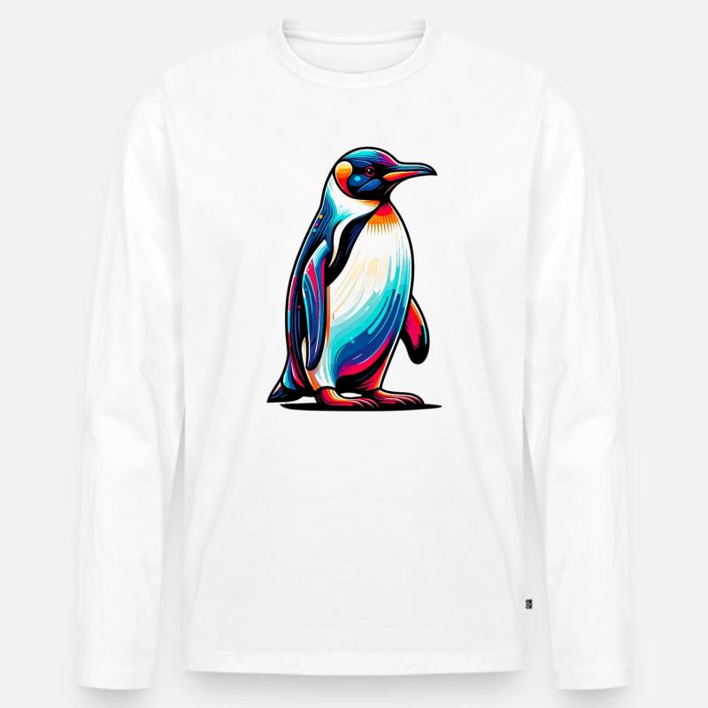 Pinguin - Männer Premium Bio Langarmshirt - Weiß