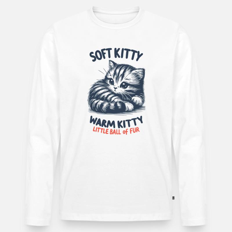 Weiches Kätzchen - Männer Premium Bio Langarmshirt - Weiß