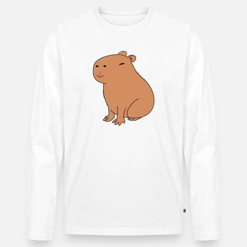 Fröhliches Capybara - Männer Premium Bio Langarmshirt - Weiß