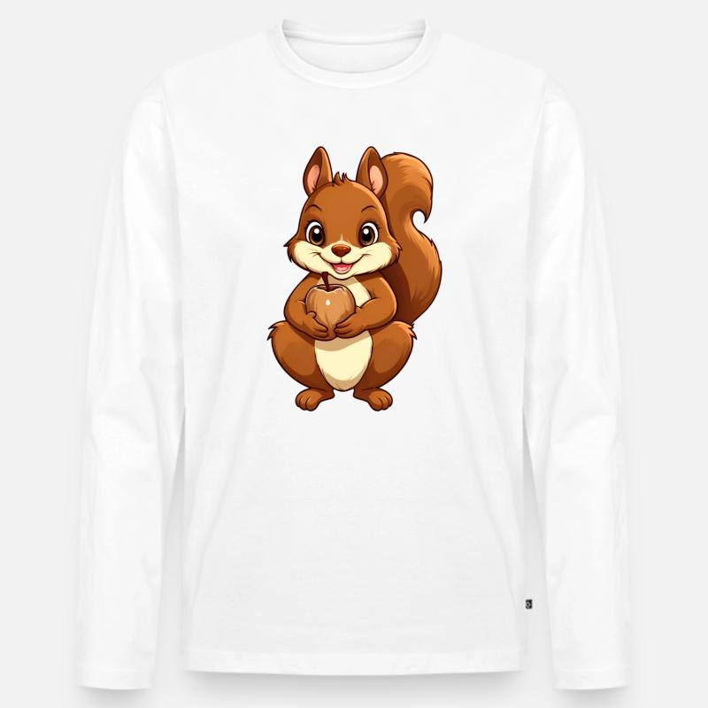 Eichhörnchen im Herbst - Männer Premium Bio Langarmshirt - Weiß