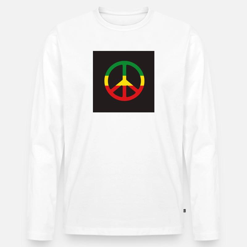 Reggae-Peace-Zeichen - Männer Premium Bio Langarmshirt - Weiß