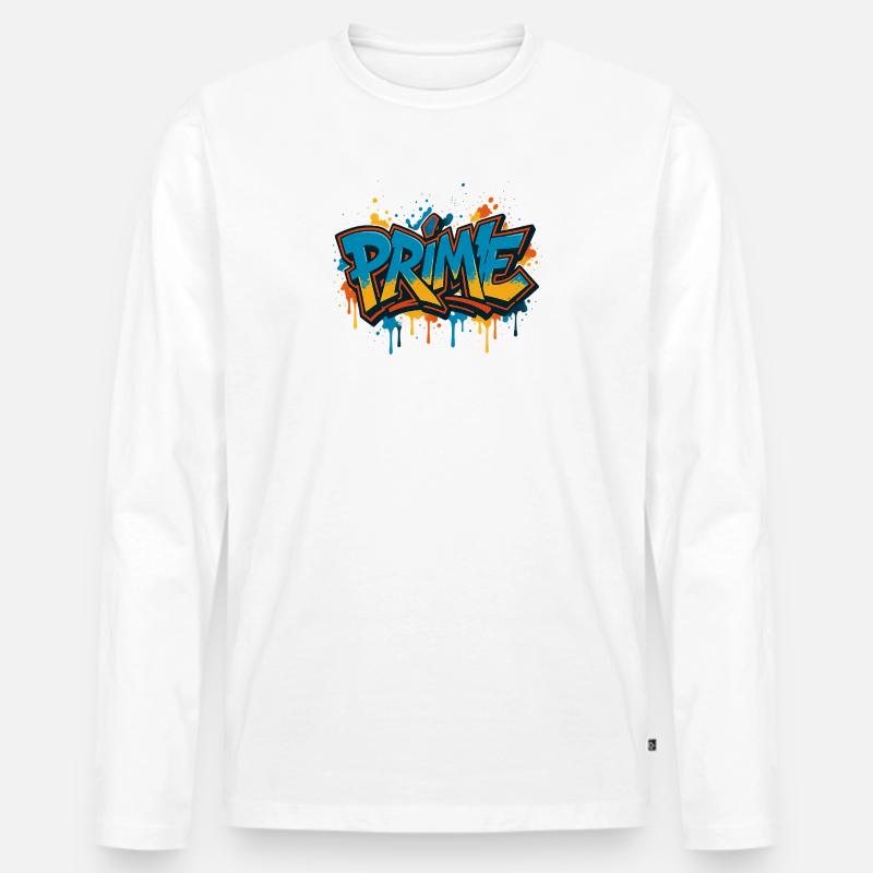 Prime Graffiti Neon Splash - Männer Premium Bio Langarmshirt - Weiß