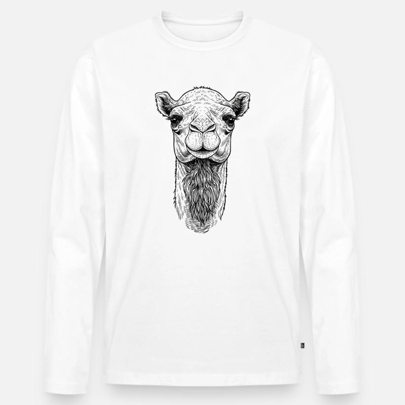 Kamel - Männer Premium Bio Langarmshirt - Weiß