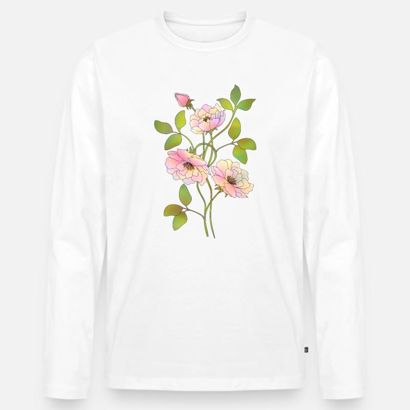 Blumen - Männer Premium Bio Langarmshirt - Weiß