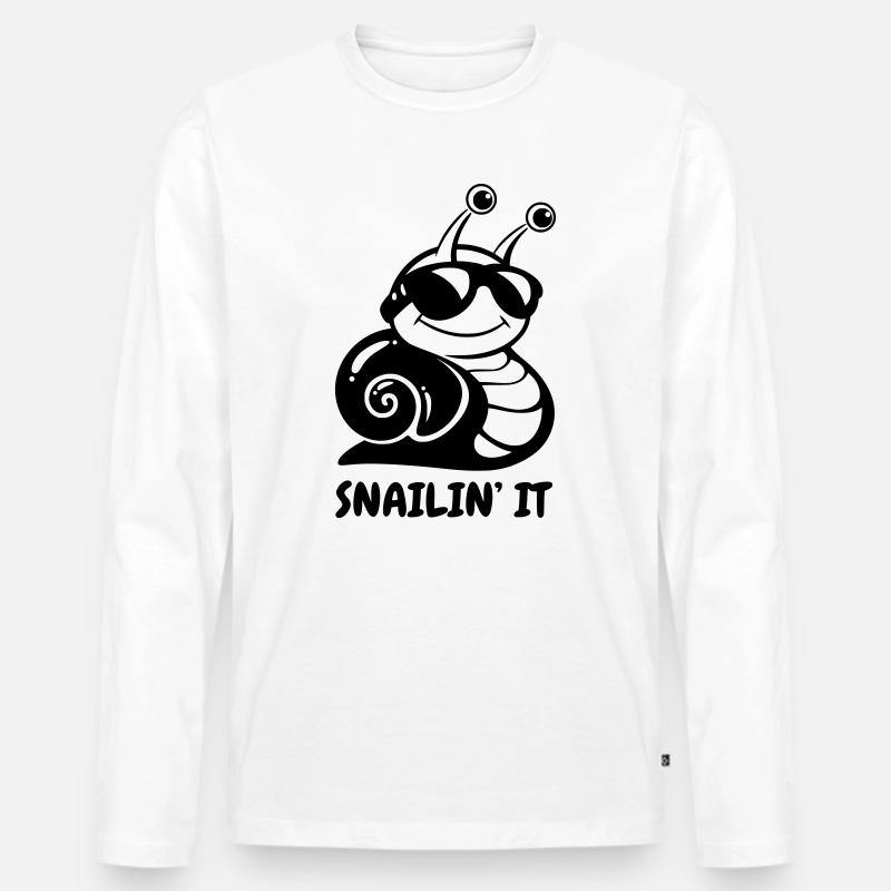 Snailin’ It – Coole Schnecke - Männer Premium Bio Langarmshirt - Weiß