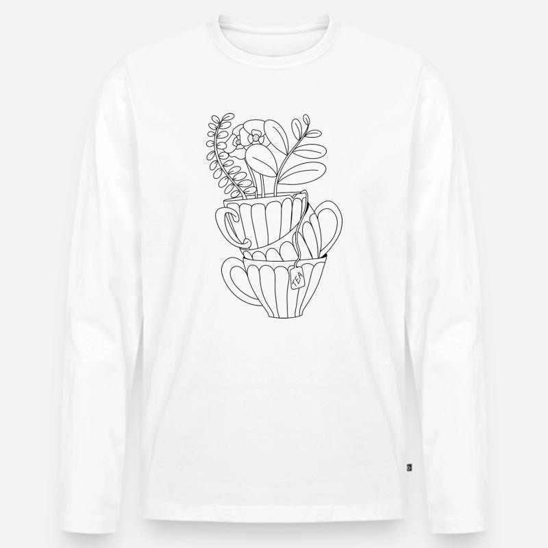 Minimalistisches Teeetikett - Männer Premium Bio Langarmshirt - Weiß