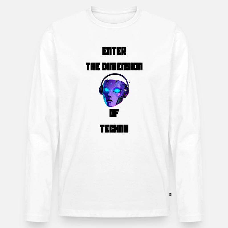 Neon Cyber Kopfhörer-Porträt - Männer Premium Bio Langarmshirt - Weiß