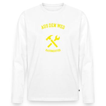 Hausmeister Lustiger Spruch Hauswart Haustechniker - Männer Premium Bio Langarmshirt - Weiß - Vorne - Nico (187cm)