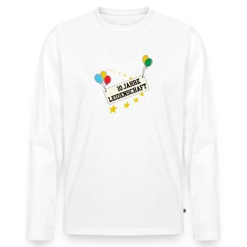Schneider 10 jähriges Jubiläum Schneiderei Jubi - Männer Premium Bio Langarmshirt - Weiß - Vorne - Nico (187cm)