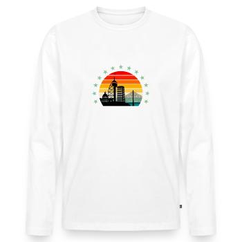 Lissabon 2025 Abireise Klassenfahrt Abi Abifahrt - Männer Premium Bio Langarmshirt - Weiß - Vorne - Nico (187cm)