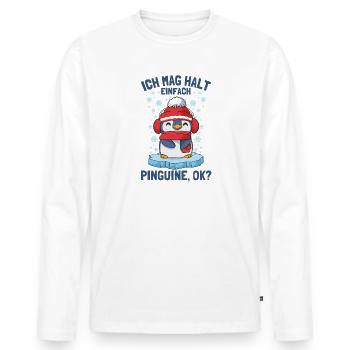 J’aime juste les pingouins pingouin mignon - T-shirt manches longues Premium bio Homme - blanc - Devant - Nico (187cm)