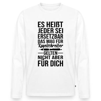 Abschiedsgeschenk Kollegen Jobwechsel - Männer Premium Bio Langarmshirt - Weiß - Vorne - Nico (187cm)