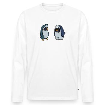Miese Krise Miesepeter hipster Hai - Männer Premium Bio Langarmshirt - Weiß - Vorne - Nico (187cm)