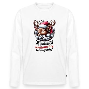 Chemise de nuit officielle de Noël - T-shirt manches longues Premium bio Homme - blanc - Devant - Nico (187cm)