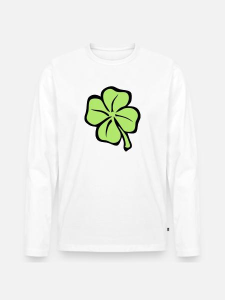 Klee 4 Glücksblatt 1 - Männer Premium Bio Langarmshirt - Weiß