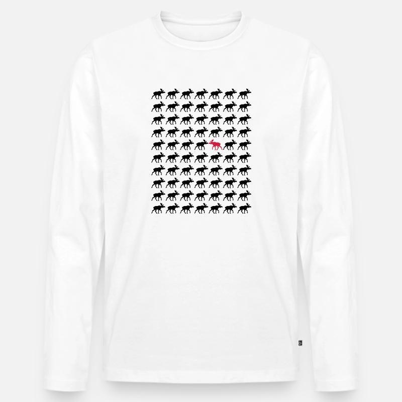 Elch Andere Richtung - Männer Premium Bio Langarmshirt - Weiß