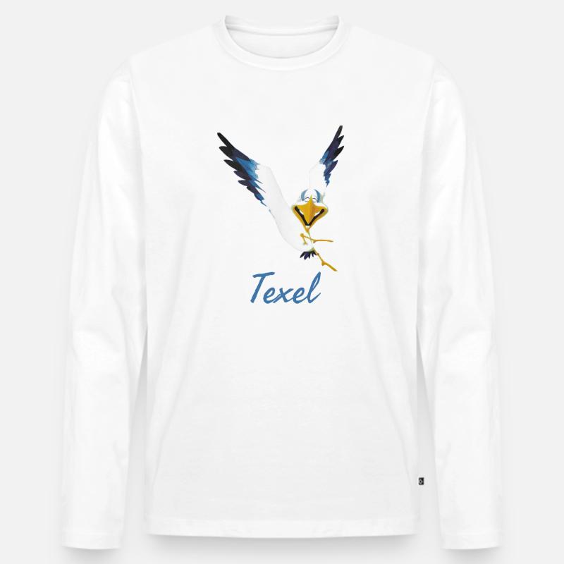 Lachmöwe Texel - Männer Premium Bio Langarmshirt - Weiß