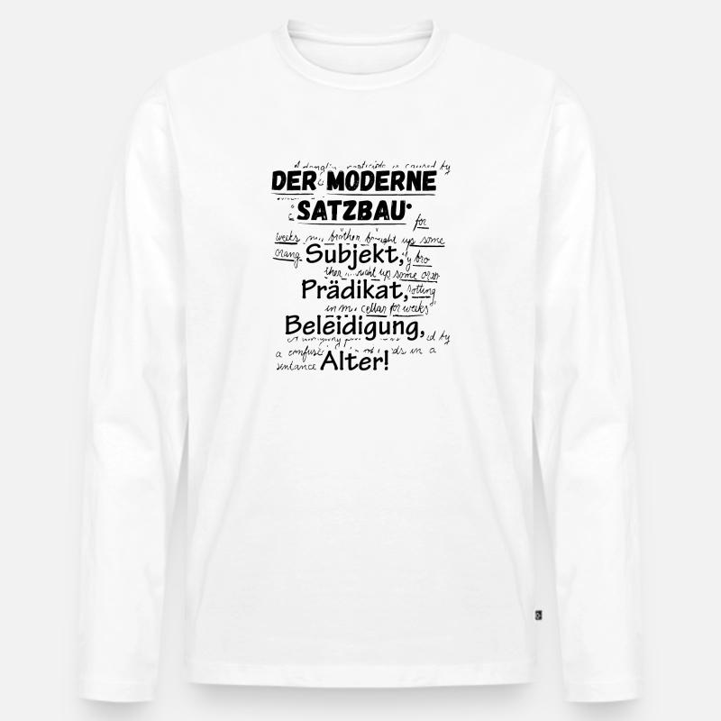 Der Moderne Satzbau (dunkel) - Männer Premium Bio Langarmshirt - Weiß