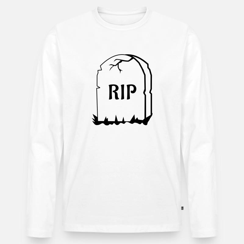 Rest in Peace Grabstein - Männer Premium Bio Langarmshirt - Weiß