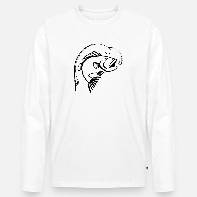 Angeln - Männer Premium Bio Langarmshirt - Weiß