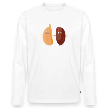 Paire de date et figue - T-shirt manches longues Premium bio Homme - blanc - Devant - Nico (187cm)
