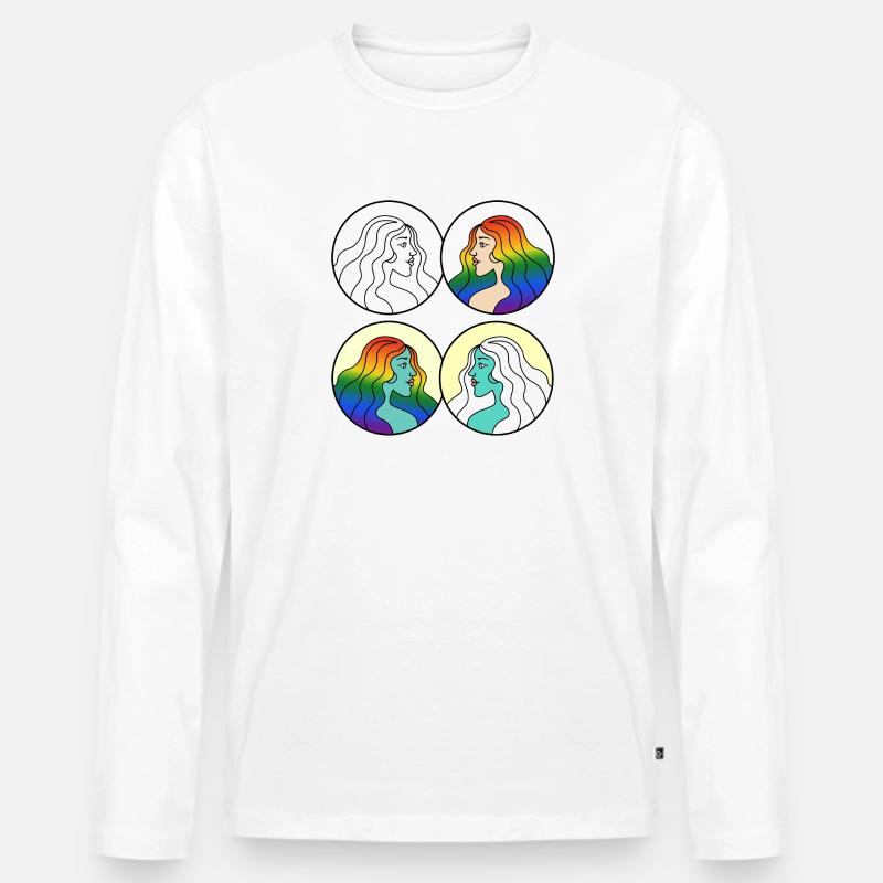 Sie - Männer Premium Bio Langarmshirt - Weiß