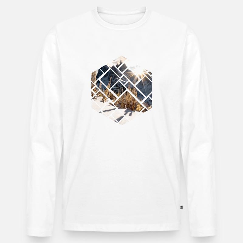Dolomiten Seceda Winterlandschaft - Männer Premium Bio Langarmshirt - Weiß