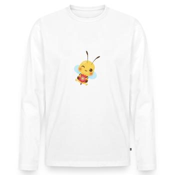 Biene Optimismus Sumsi mit Po - Männer Premium Bio Langarmshirt - Weiß - Vorne - Nico (187cm)