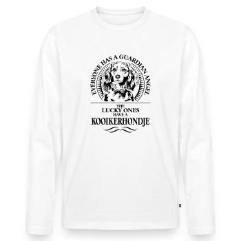 KOOIKERHONDJE Guardian Angel Hundespruch WILSIGNS - Männer Premium Bio Langarmshirt - Weiß - Vorne - Nico (187cm)