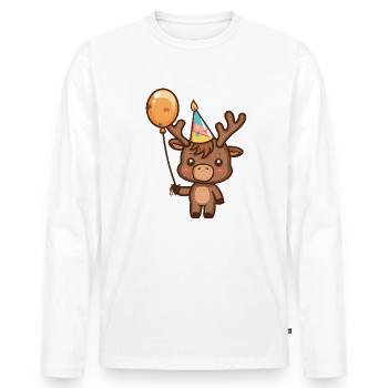 Elch Geburtstag Comic Süß - Männer Premium Bio Langarmshirt - Weiß - Vorne - Nico (187cm)
