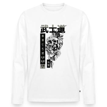 Crâne de style art japonais - T-shirt manches longues Premium bio Homme - blanc - Devant - Nico (187cm)