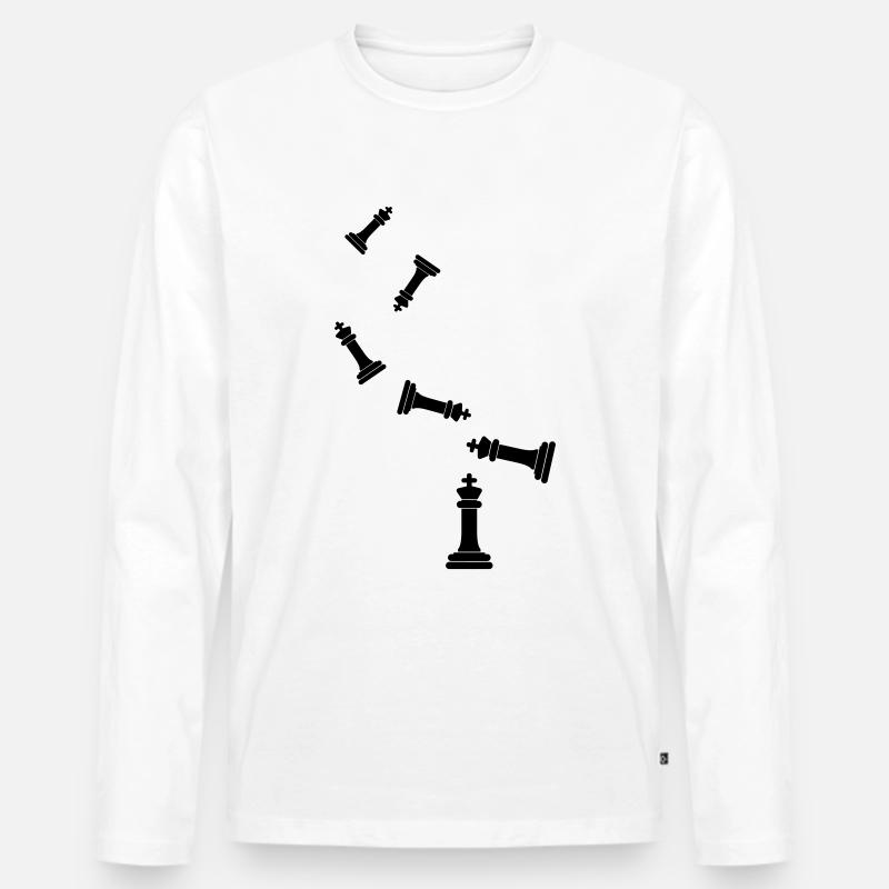 Schachfigur König - Männer Premium Bio Langarmshirt - Weiß