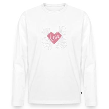 Coeur d'ordinateur de la Saint-Valentin - T-shirt manches longues Premium bio Homme - blanc - Devant - Nico (187cm)