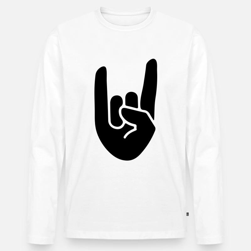 Party Hand Symbol - Männer Premium Bio Langarmshirt - Weiß