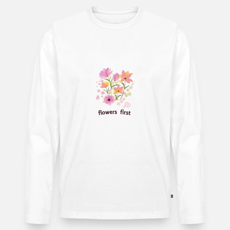FlowersFirst - Männer Premium Bio Langarmshirt - Weiß