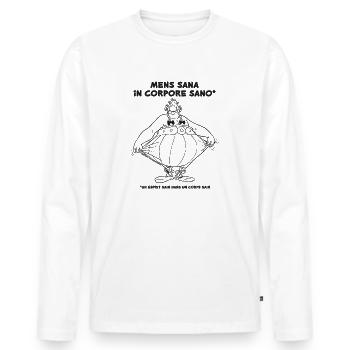 Obelix - A healthy in a healthy body. - Lineart - Men's Premium Organic Long Sleeve Shirt - white - Front - Nico (187cm)
