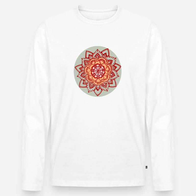 FARBE MANDALA - Männer Premium Bio Langarmshirt - Weiß