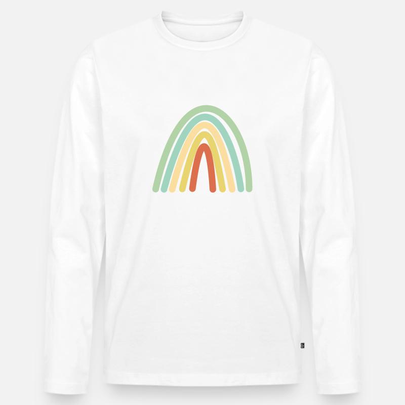 Boho Regenbogen Retro Geschenkidee - Männer Premium Bio Langarmshirt - Weiß