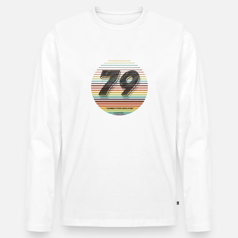 Generation Vignette 1979 - Männer Premium Bio Langarmshirt - Weiß