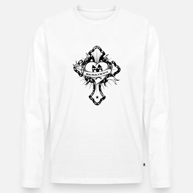 Sarajevo - Männer Premium Bio Langarmshirt - Weiß