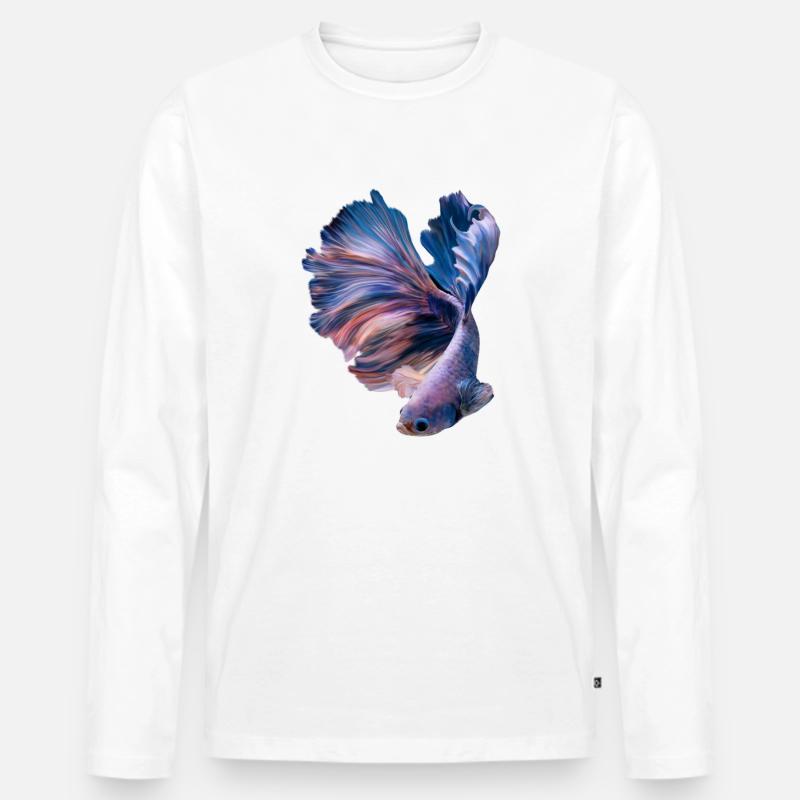 Betta Fish , aqarium hobby - Männer Premium Bio Langarmshirt - Weiß