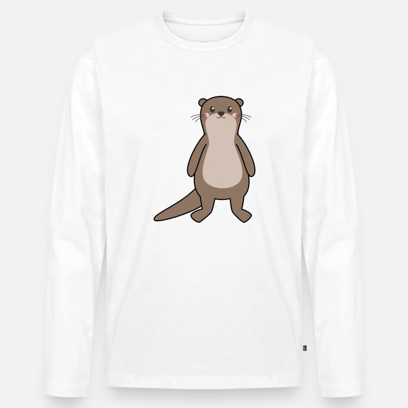 Otter - Männer Premium Bio Langarmshirt - Weiß