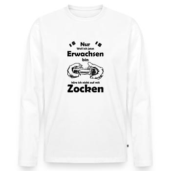 Gaming Shirt für den 18. Geburtstag - Männer Premium Bio Langarmshirt - Weiß - Vorne - Nico (187cm)