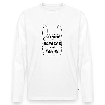 Alpakas und Kaffee - Männer Premium Bio Langarmshirt - Weiß - Vorne - Nico (187cm)