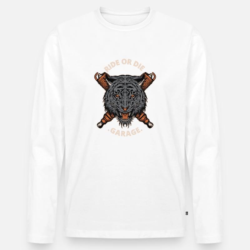 Reiten oder sterben - Männer Premium Bio Langarmshirt - Weiß