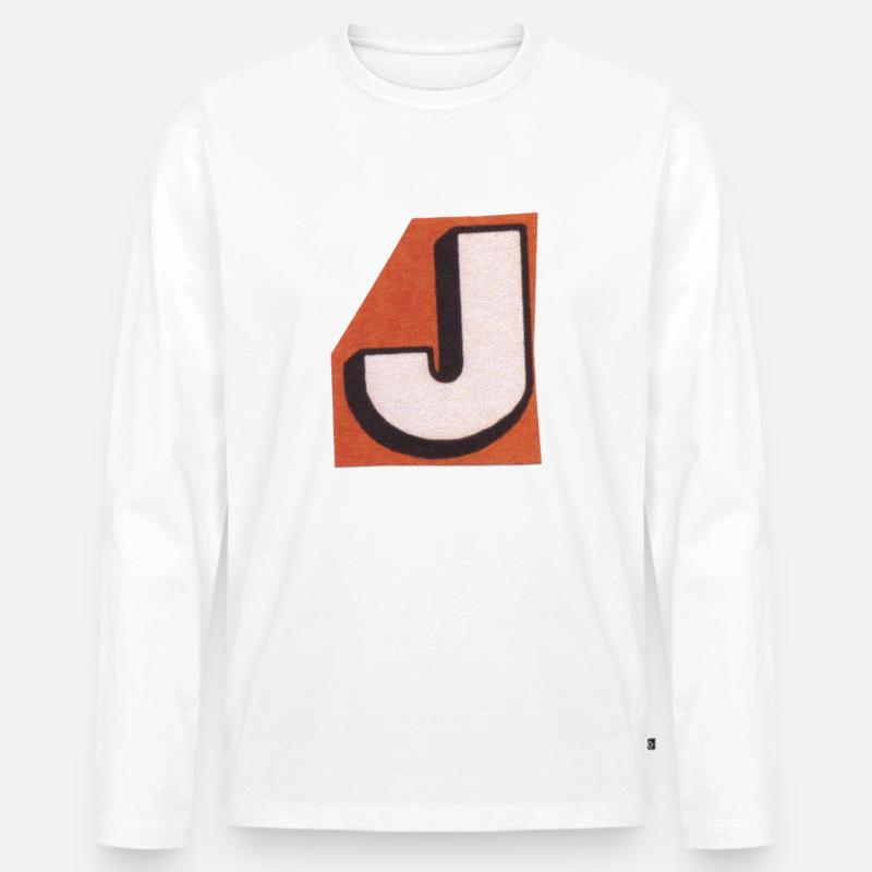 Retro-Buchstabe J - Männer Premium Bio Langarmshirt - Weiß
